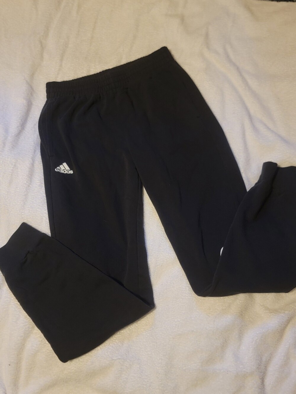 Adidas Boys Back Jogger Pants With White Vertical Logo Down One Leg